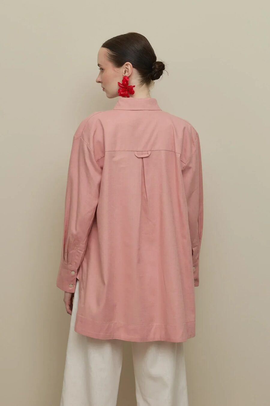 Lyocell linen thick-cuffed shirt pink