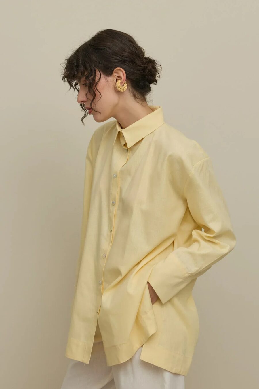 Cuffed shirt yellow