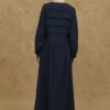 Wide front ribbed dress navy blue