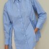 Placket detailed striped shirt blue
