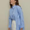 Placket detailed striped shirt blue