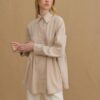 Pleated tencel shirt stone