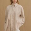 Pleated tencel shirt stone