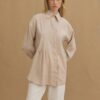 Pleated tencel shirt stone