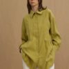 Pleated tencel shirt green