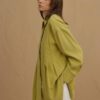 Pleated tencel shirt green