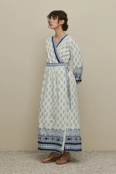 Paisley kimono dress blue