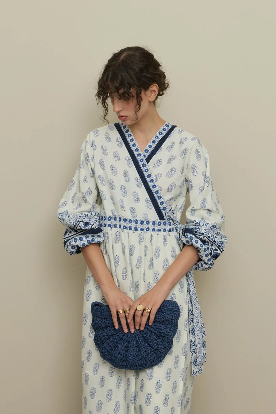 Paisley kimono dress blue