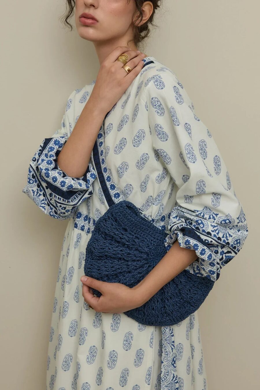 Paisley kimono dress blue