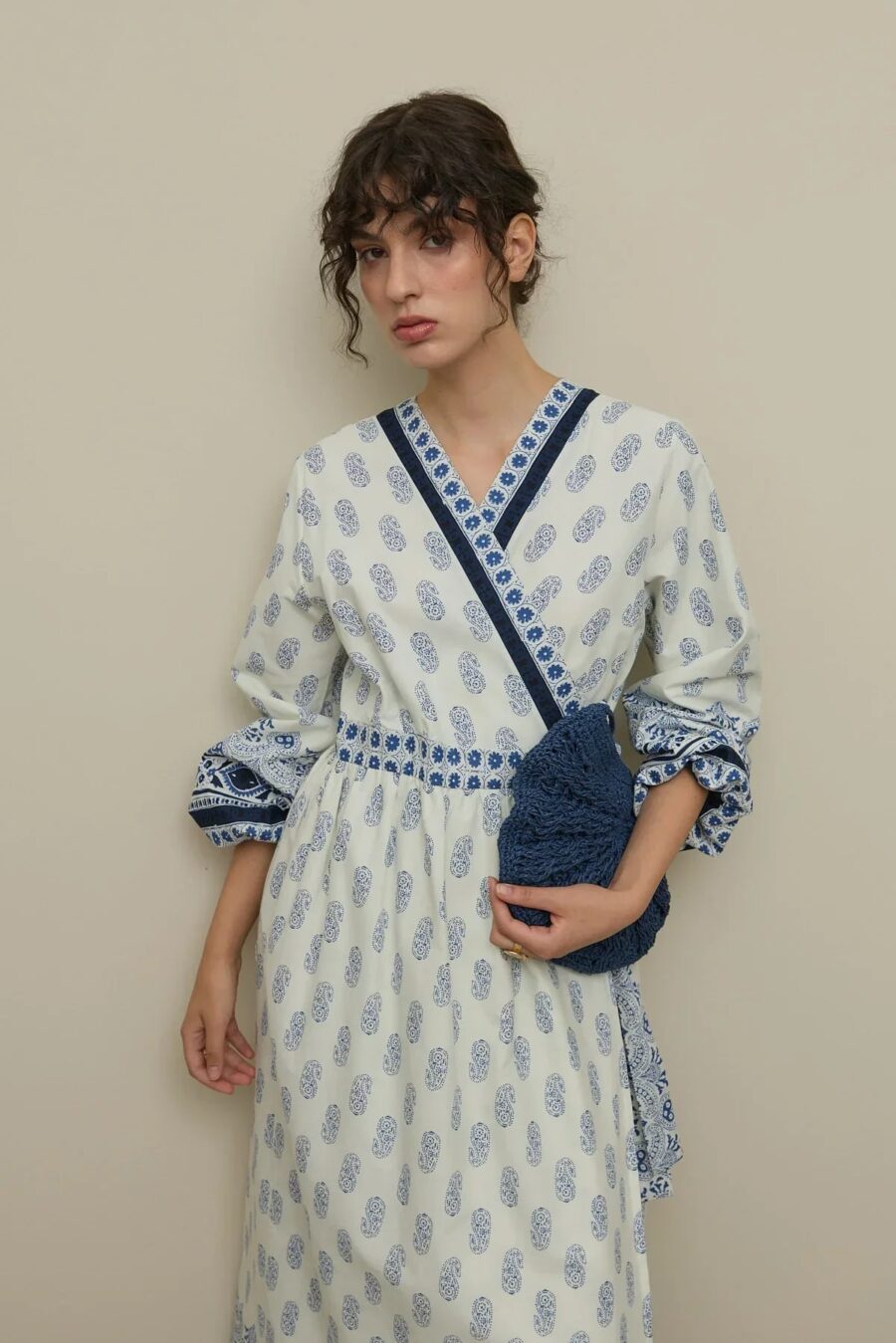 Paisley kimono dress blue