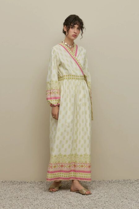 Paisley kimono dress green