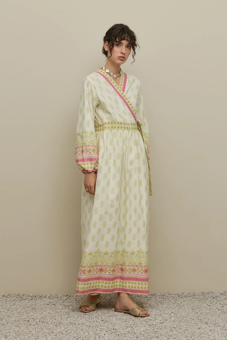 Paisley kimono dress green
