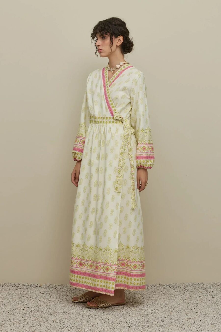 Paisley kimono dress green