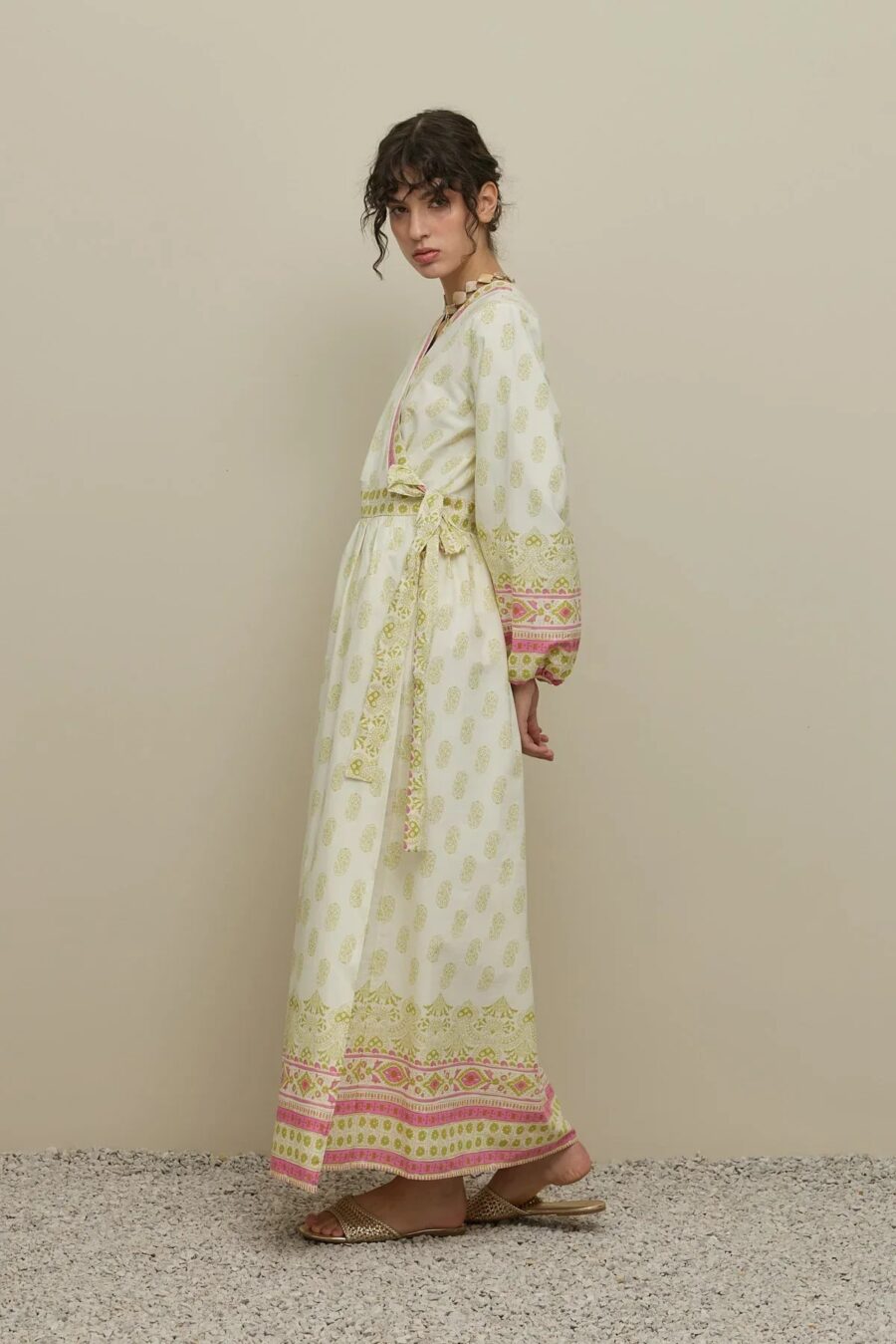 Paisley kimono dress green