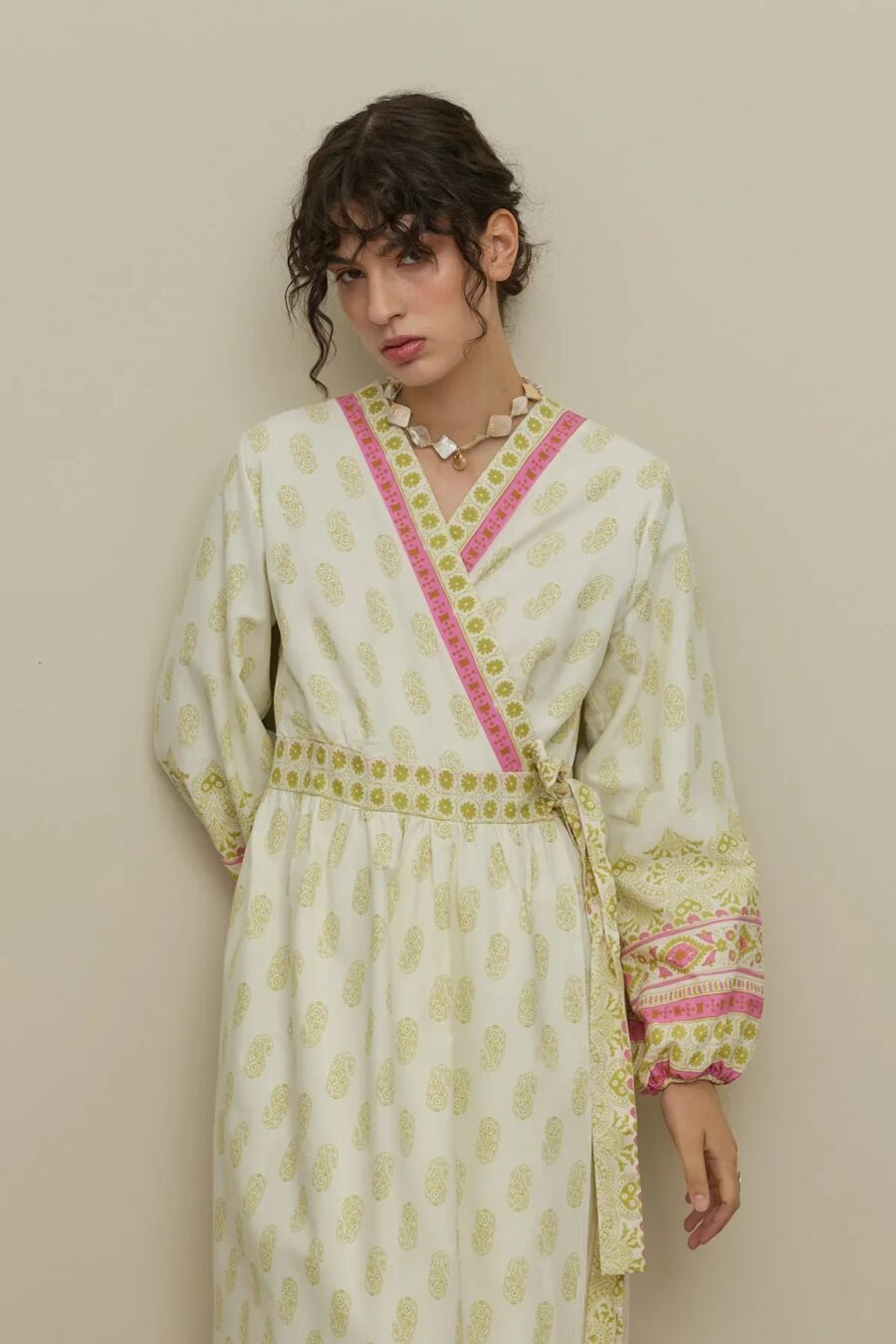 Paisley kimono dress green