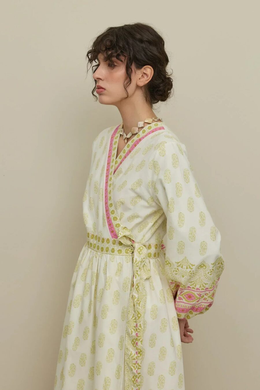 Paisley kimono dress green