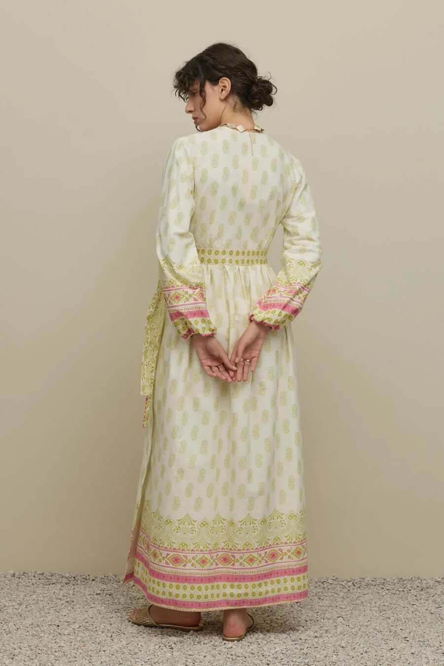 Paisley kimono dress green