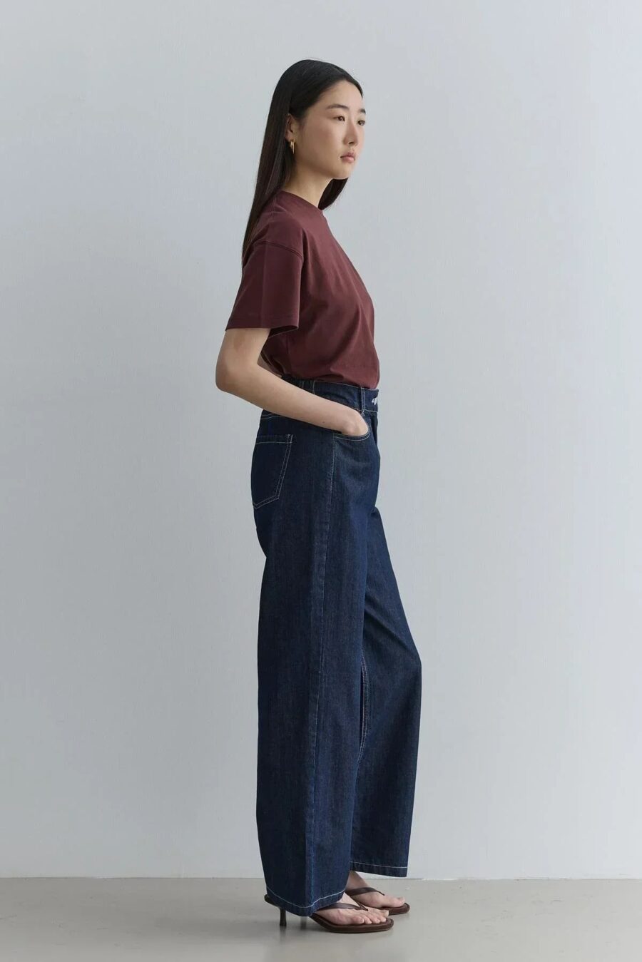 straight-cut-denim-navy-blue-women-KanStore Straight cut jeans navy blue