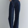 straight-cut-denim-navy-blue-women-KanStore Straight cut jeans navy blue