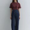 straight-cut-denim-navy-blue-women-KanStore Straight cut jeans navy blue