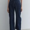 straight-cut-denim-navy-blue-women-KanStore Straight cut jeans navy blue
