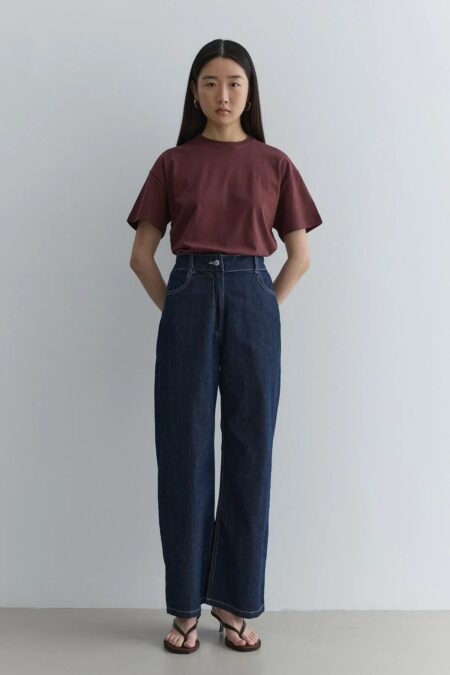 Straight cut denim pants navy blue