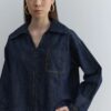 V-neck denim top navy blue