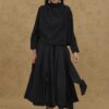 Flounce collar suit black