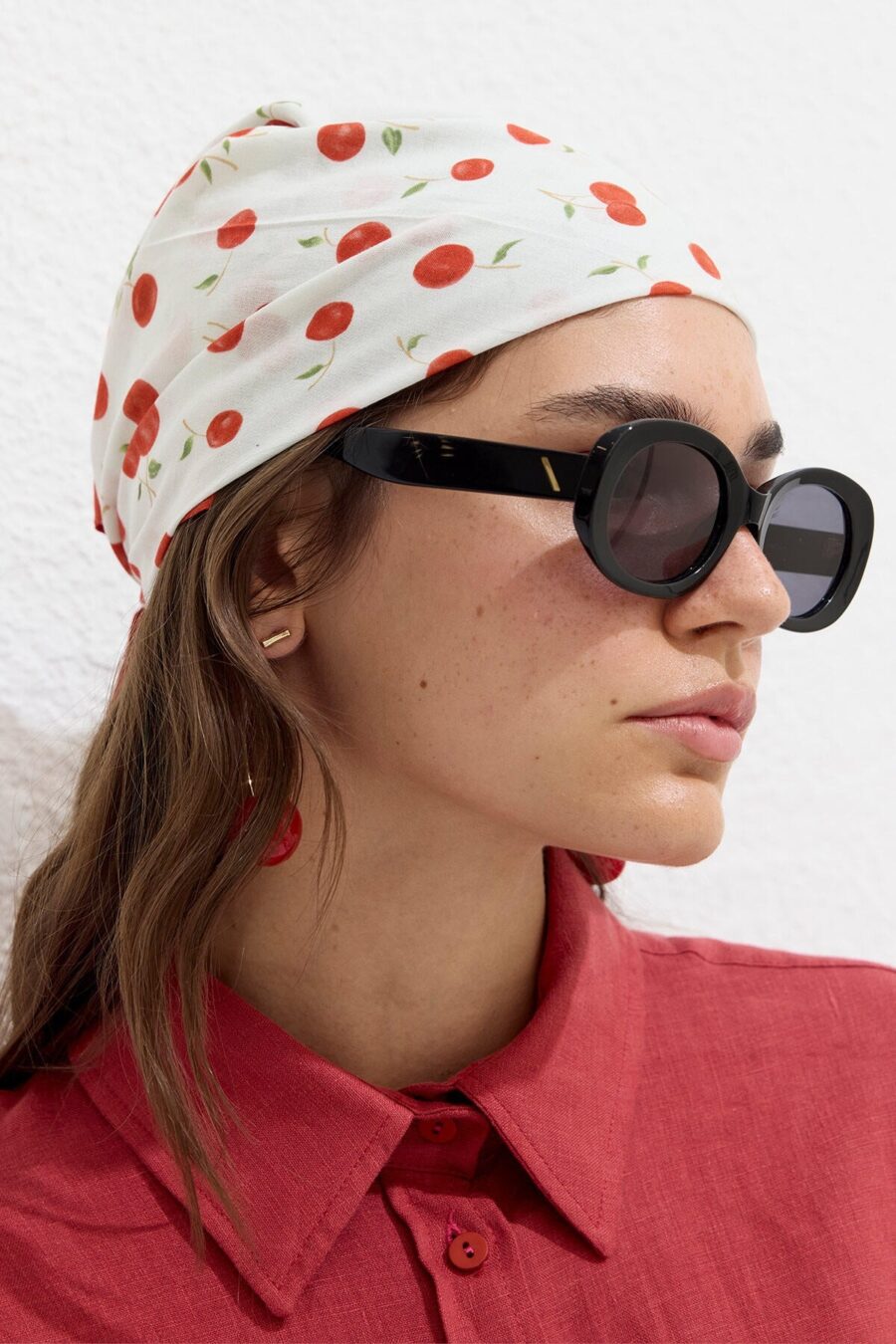 Patterned cotton scarf cherry