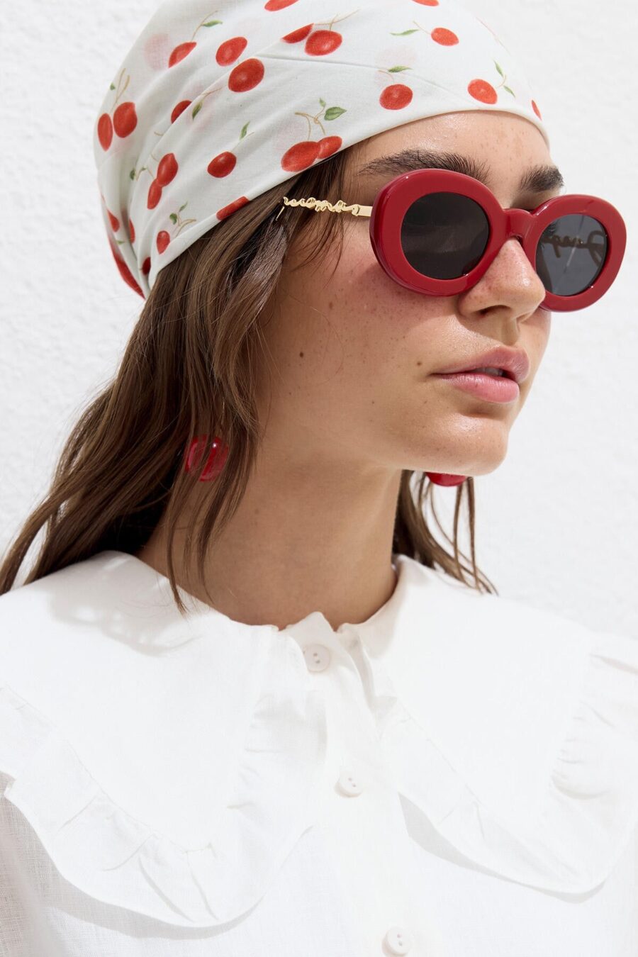 Patterned cotton scarf cherry