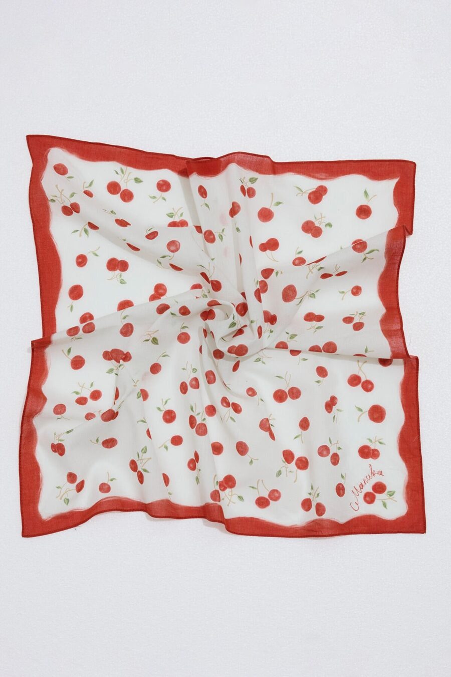Patterned cotton scarf cherry