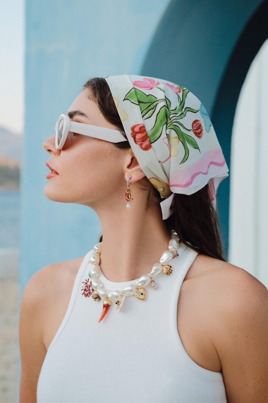 Patterned cotton scarf flowers