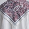 Patterned satin neck scarf paisley navy blue