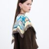 Patterned satin neck scarf japanese culture brown