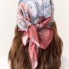 Patterned satin scarf sofia salmon