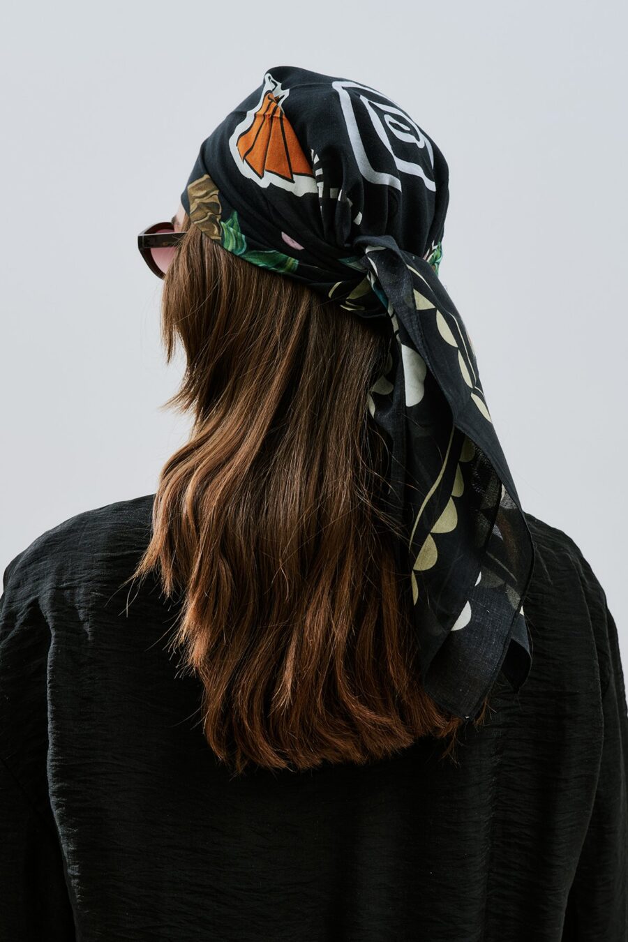 Patterned cotton scarf liberty black
