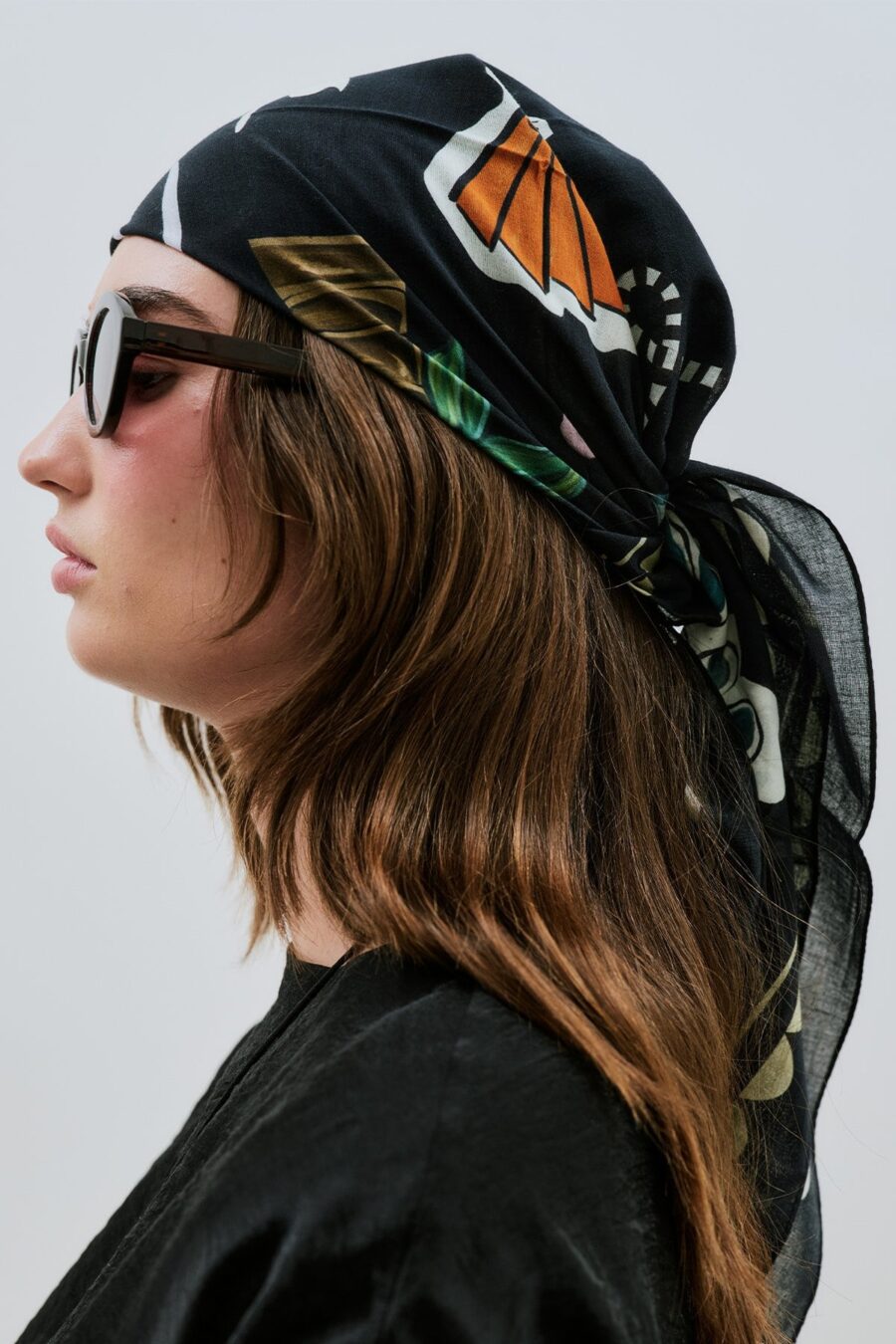 Patterned cotton scarf liberty black