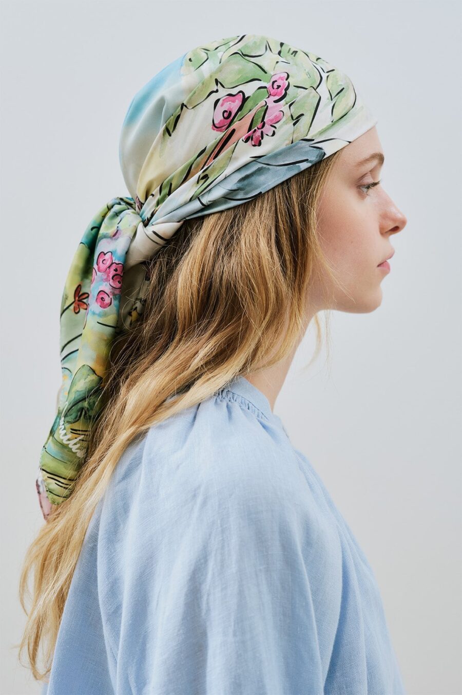 Patterned satin shawl summer holiday