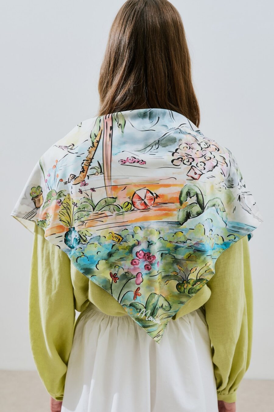 Patterned satin shawl summer holiday