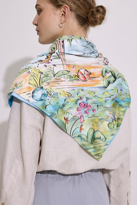 Patterned satin shawl summer holiday