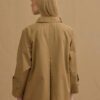 Camel detachable-collar trench coat