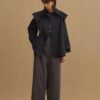 Navy detachable-collar trench coat