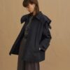 Navy detachable-collar trench coat