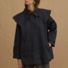 Navy detachable-collar trench coat