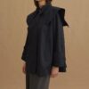 Navy detachable-collar trench coat
