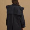 Navy detachable-collar trench coat