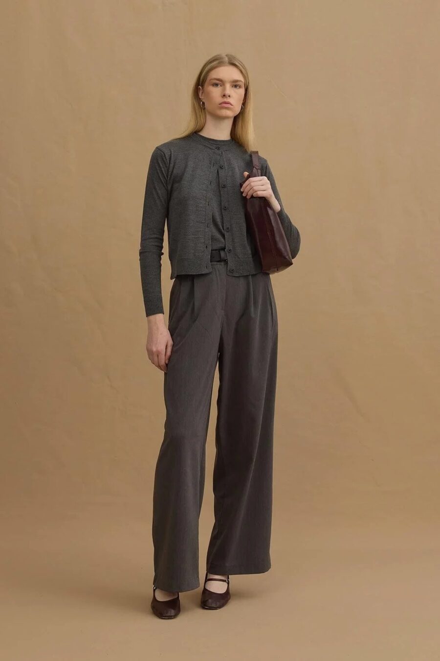 Anthracite double-pleated trousers