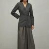 Anthracite pleated skirt suit