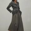 Anthracite pleated skirt suit