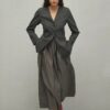 Anthracite pleated skirt suit